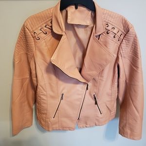 Ladies peach pleather jacket. size XL